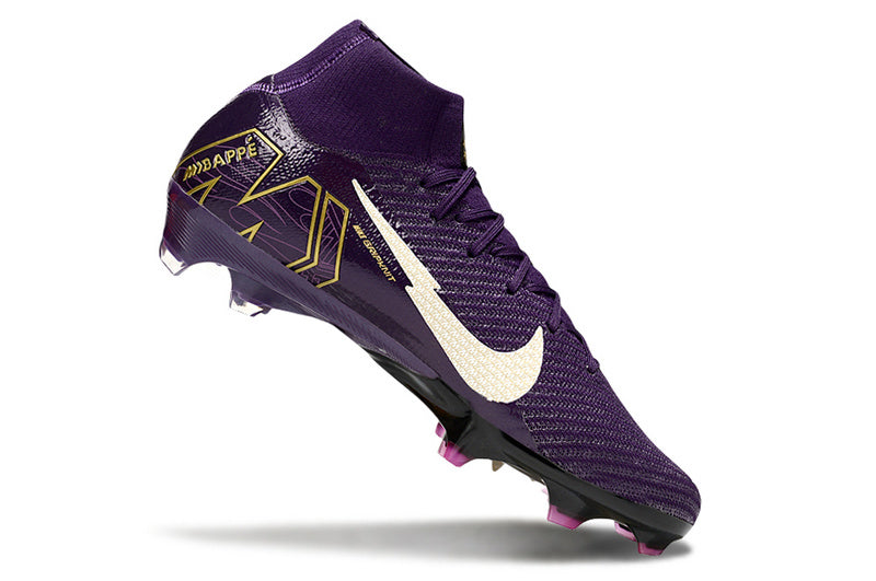 CHUTEIRA NIKE AIR ZOOM MERCURIAL SUPERFLY 10 ELITE CAMPO "MBAPPÉ" - ROXA E AMARELA