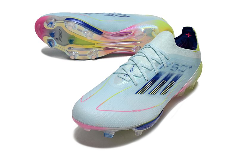 CHUTEIRA ADIDAS F50.1 LIGHTSTRIKE PRO ELITE CAMPO "OLYMPIC BOOT" - AZUL E COLORIDA