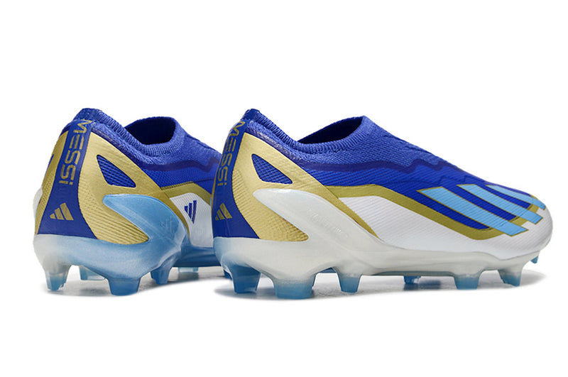 CHUTEIRA ADIDAS X CRAZYFAST+ CAMPO "SPARK GEN10S"  - AZUL E BRANCA